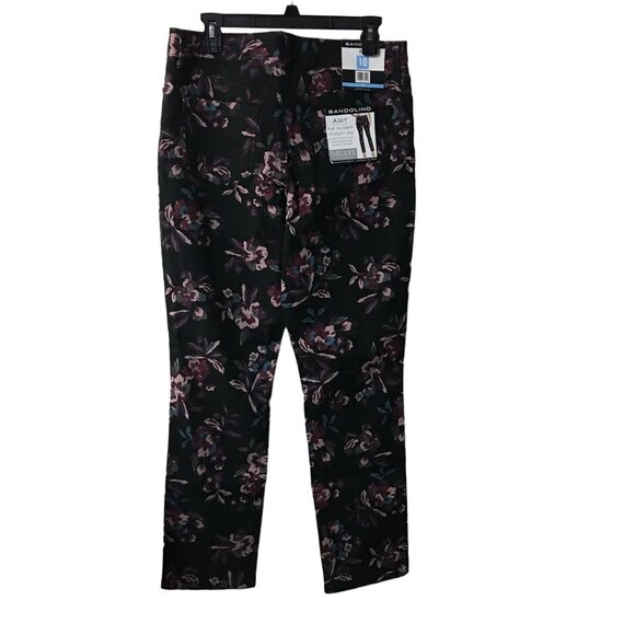 BANDOLINO AMY BLACK FLORAL PRINT MODERN STRAIGHT LEG STRETCH JEANS WOMENS SIZE 1 - Picture 2 of 4